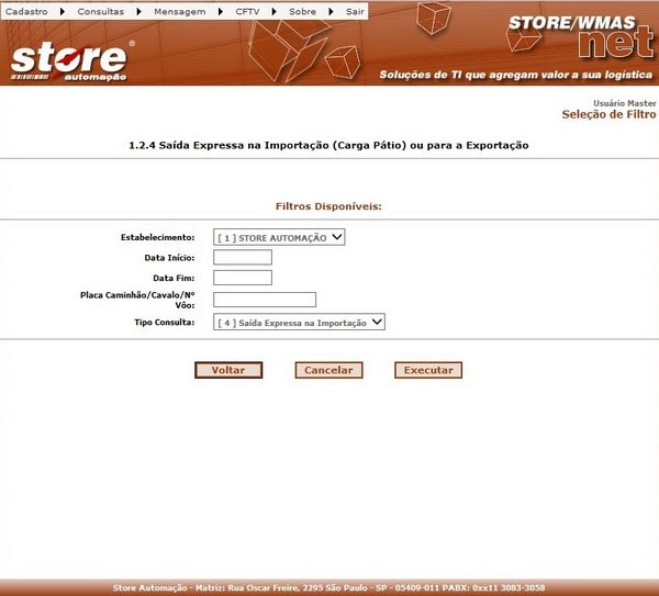 1.2.4 SAÍDA EXPRESSA NA IMPORTAÇÃO (CARGA PÁTIO) OU PARA A EXPORTAÇÃO